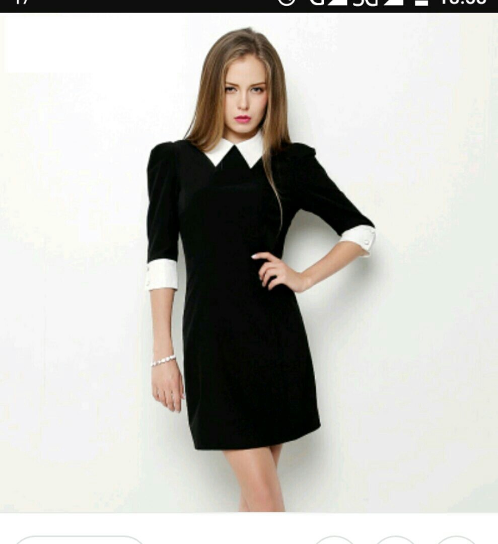 Платье Веро мода чёрное с белым воротником